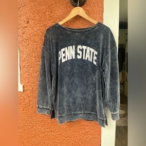 Women's Navy Penn State Nittany LionsVelour Pullover Sweatshirt- Size Medium